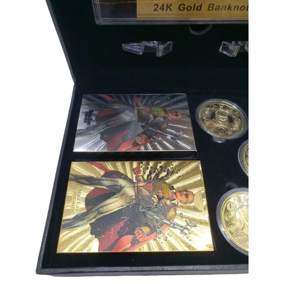 Marvel Superhero Stan Lee Gold Plated Coin Bank Note Card Deck Commemorative Set - Picture 2 of 11